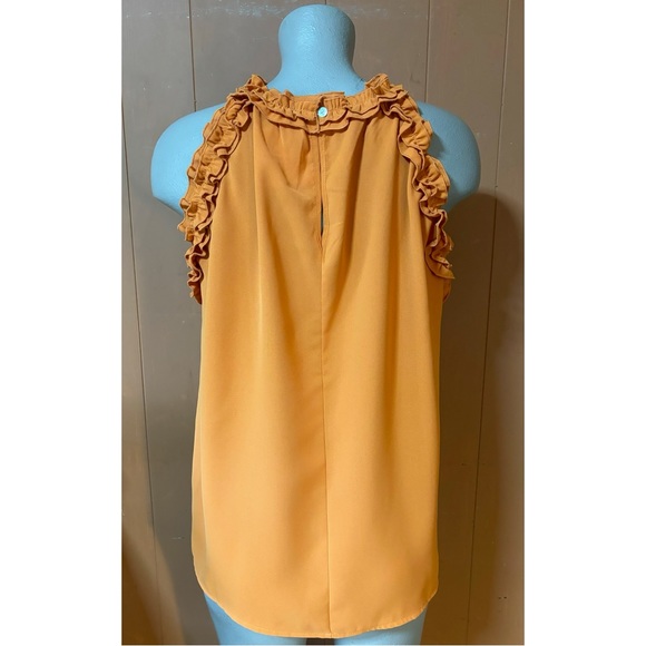 NWT FSL + Apparel Sunny Afternoon Apricot Ruffle Neck Halter Top L - Picture 5 of 9